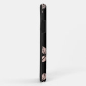 Coques Case-Mate iPhone Monogramme Floral noir et rose (Dos/Droite)