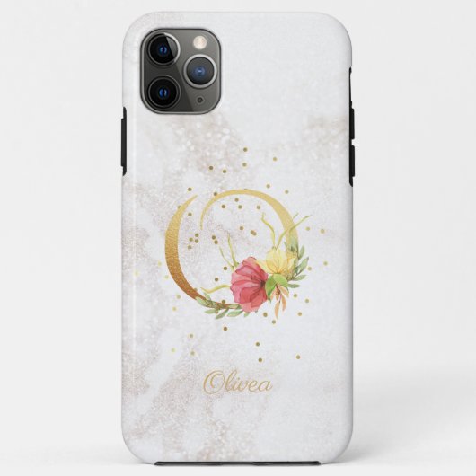 Coques Case-Mate iPhone Monogramme Floral Nom Initiale Lettre O Personnali (Dos)