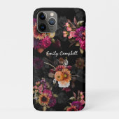 Coques Case-Mate iPhone Monogramme floral orange fuchsia élégant (Dos)