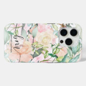 Coques Case-Mate iPhone Monogramme floral Pastel moderne (Verso (horizontal))