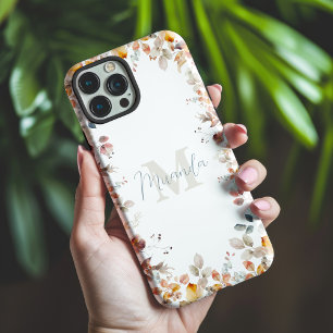Coque iPhone 15 Pro Max Monogramme floral personnalisé
