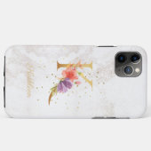 Coques Case-Mate iPhone Monogramme floral personnalisé avec initiale K (Dos (Horizontal))