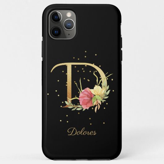 Coques Case-Mate iPhone Monogramme floral Personnaliser le nom Lettre D in (Dos)