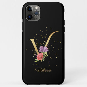 Case-Mate iPhone Case Monogramme floral Personnaliser le nom Lettre V in