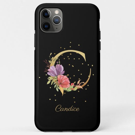 Coques Case-Mate iPhone Monogramme Floral Personnaliser Nom Initiale Lettr (Dos)