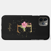Coques Case-Mate iPhone Monogramme Floral Personnaliser Nom Initiale Lettr (Dos (Horizontal))