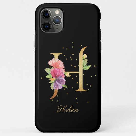 Coques Case-Mate iPhone Monogramme Floral Personnaliser Nom Initiale Lettr (Dos)