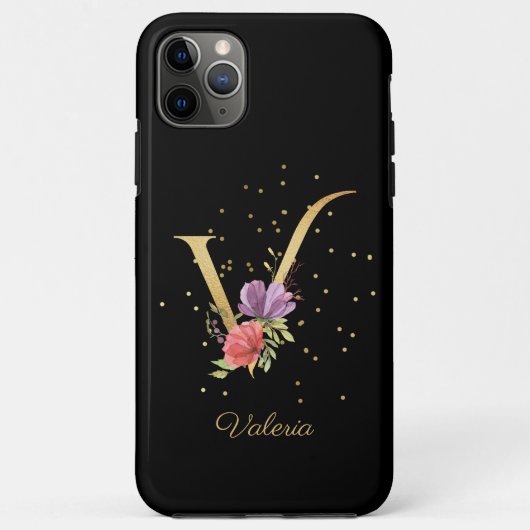 Coques Case-Mate iPhone Monogramme Floral Personnaliser Nom Initiale Lettr (Dos)