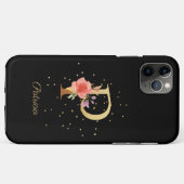 Coques Case-Mate iPhone Monogramme Floral Personnaliser Nom Initiale Lettr (Dos (Horizontal))