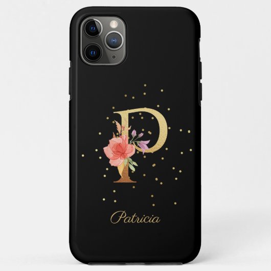 Coques Case-Mate iPhone Monogramme Floral Personnaliser Nom Initiale Lettr (Dos)
