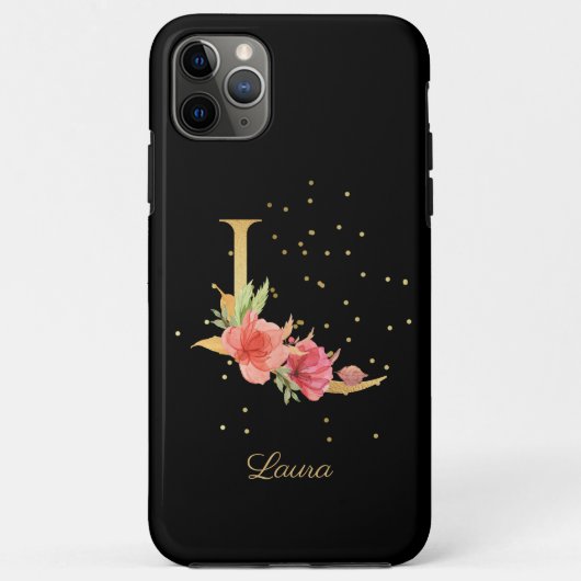 Coques Case-Mate iPhone Monogramme Floral Personnaliser Nom Initiale Lettr (Dos)