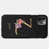 Coques Case-Mate iPhone Monogramme Floral Personnaliser Nom Initiale Lettr (Dos (Horizontal))