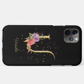 Coques Case-Mate iPhone Monogramme Floral Personnaliser Nom Initiale Lettr (Dos (Horizontal))