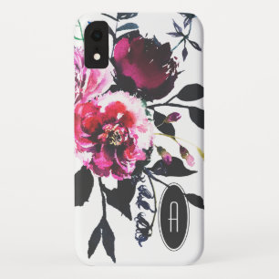 Case-Mate iPhone Case Monogramme floral pourpre d'aquarelle profonde de