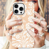 Coques Case-Mate iPhone Monogramme Floral Rétro Fleur Sauvage Pêche