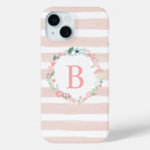 Coques Case-Mate iPhone Monogramme floral rose (Verso)