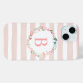 Coques Case-Mate iPhone Monogramme floral rose (Verso (horizontal))