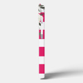 Coques Case-Mate iPhone Monogramme Floral rose chaud avec roses blanches (Verso / Gauche)