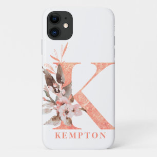 Case-Mate iPhone Case Monogramme floral rose N Nom Personnalisation