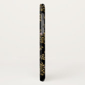 Coques Case-Mate iPhone Monogramme floral rose, noir et or (Dos/Gauche)