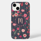 Coques Case-Mate iPhone Monogramme Floral rose noire (Verso)