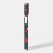 Coques Case-Mate iPhone Monogramme Floral rose noire (Verso / Droite)