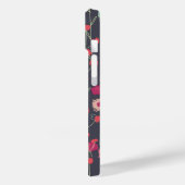 Coques Case-Mate iPhone Monogramme Floral rose noire (Verso / Gauche)
