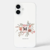Coques Case-Mate iPhone Monogramme floral rose pâle élégant (Verso)