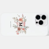 Coques Case-Mate iPhone Monogramme floral rose poudré élégant (Verso (horizontal))