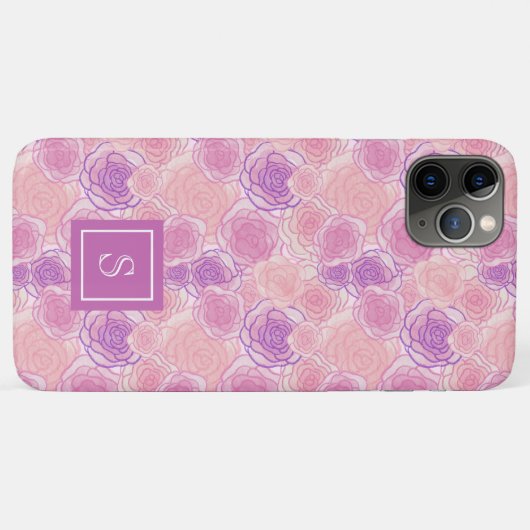 Coques Case-Mate iPhone Monogramme floral Rose rose-fusée (Dos (Horizontal))