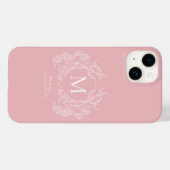 Coques Case-Mate iPhone Monogramme floral rose-rose moderne (Verso (horizontal))