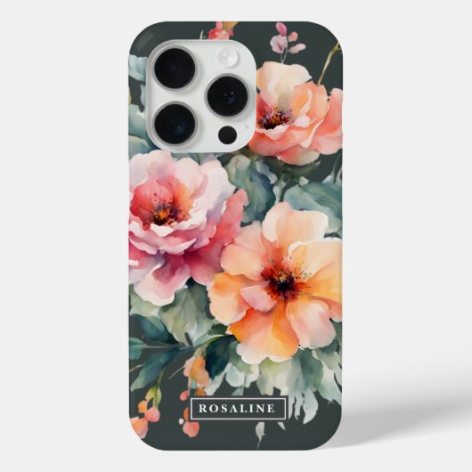 Coques Case-Mate iPhone Monogramme floral rose rose rose rose rustique (Verso)