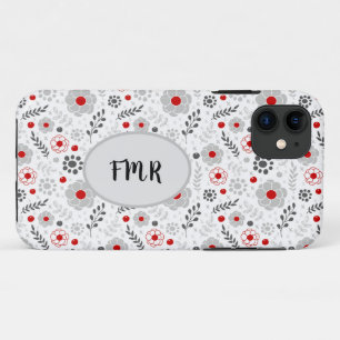 Case-Mate iPhone Case Monogramme floral rouge gris moderne