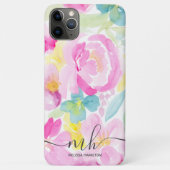 Coques Case-Mate iPhone monogramme floral souple rose girly moderne (Dos)