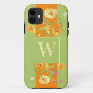 Case-Mate iPhone Case Monogramme floral vert Fleur sauvage personnalisé