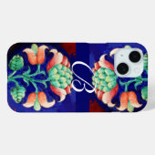 COQUES Case-Mate iPhone MONOGRAMME FLORAL VERT ROSE BLEU (Verso (horizontal))