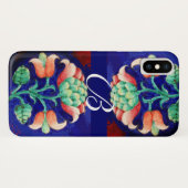 COQUES Case-Mate iPhone MONOGRAMME FLORAL VERT ROSE BLEU (Dos (Horizontal))