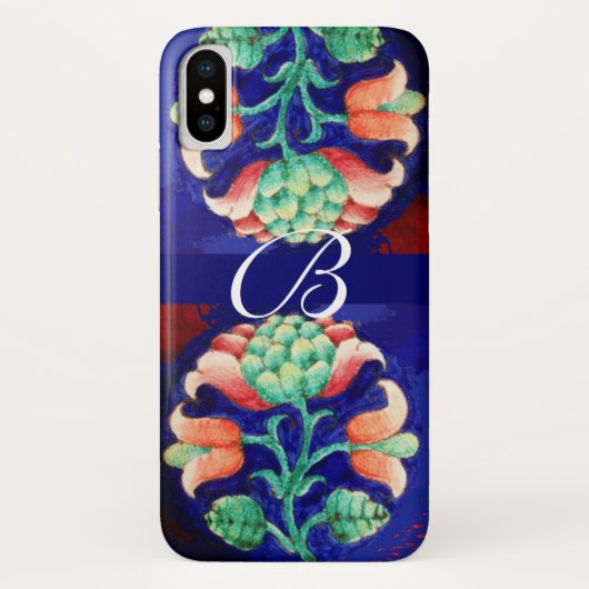 COQUES Case-Mate iPhone MONOGRAMME FLORAL VERT ROSE BLEU (Dos)