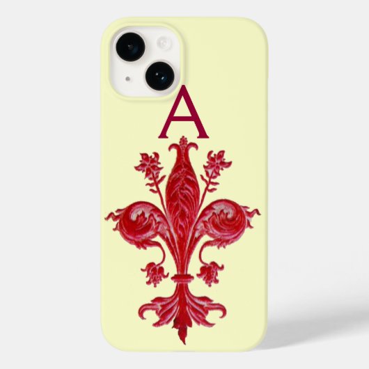COQUES Case-Mate iPhone MONOGRAMME FLORENTINE ROUGE LILY FLEUR DE LIS (Verso)