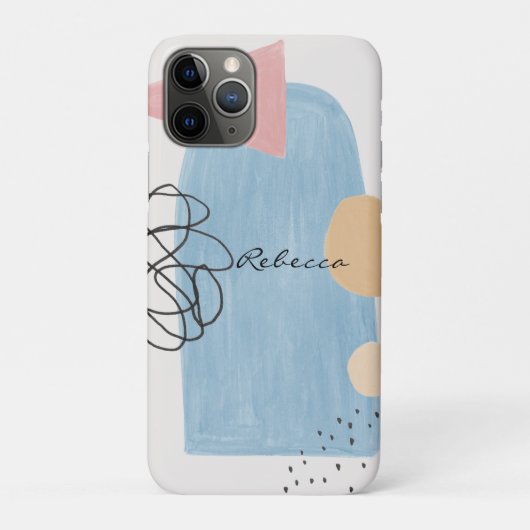 Coques Case-Mate iPhone Monogramme Formes Bleu Rose Foncé Abstrait Moderne (Dos)