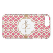 Coques Case-Mate iPhone Monogramme Fuchsia et Gold Quatrefol (Dos (Horizontal))