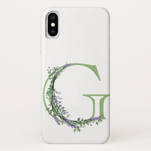Coques Case-Mate iPhone Monogramme G Lavande Eucalyptus (Dos)