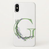Coques Case-Mate iPhone Monogramme G Lavande Eucalyptus (Dos)