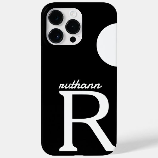 Coques Case-Mate iPhone Monogramme géant Simple Noir et Blanc (Verso)