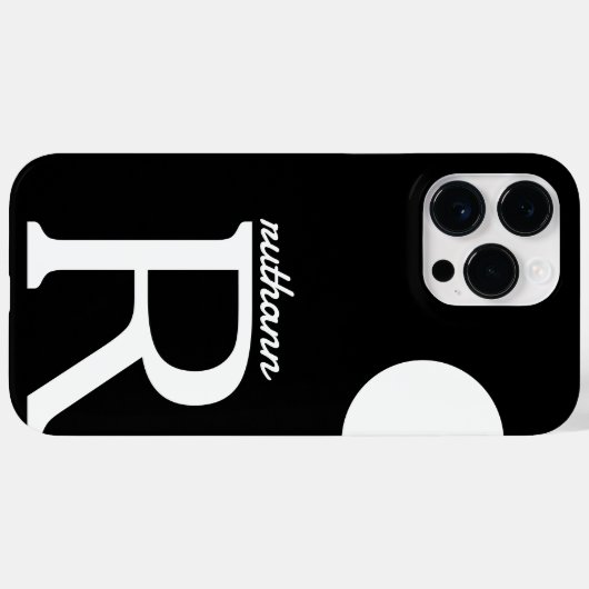 Coques Case-Mate iPhone Monogramme géant Simple Noir et Blanc (Verso (horizontal))