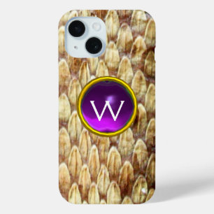 COQUE POUR iPhone 15 MONOGRAMME GEM PURPLE CROTALUS