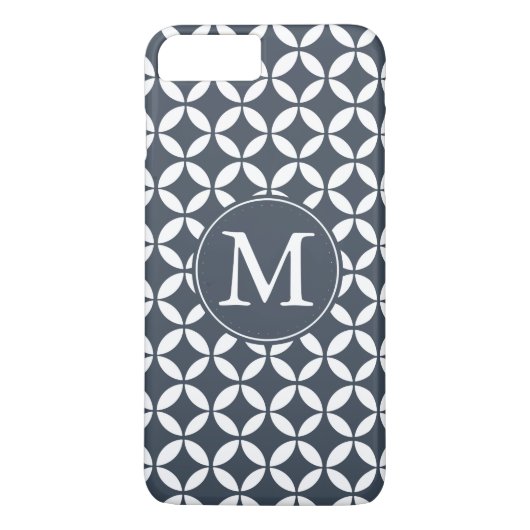 Coques Case-Mate iPhone Monogramme géométrique blanc de cercles de marine (Dos)