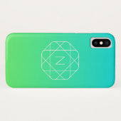 Coques Case-Mate iPhone Monogramme géométrique cool | Dégradé bleu et vert (Dos (Horizontal))