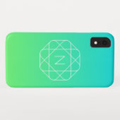 Coques Case-Mate iPhone Monogramme géométrique cool | Dégradé bleu et vert (Dos (Horizontal))