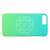 Coques Case-Mate iPhone Monogramme géométrique cool | Dégradé bleu et vert (Dos (Horizontal))